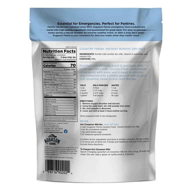 1 lb 13 oz Instant Nonfat Dry Milk D19035