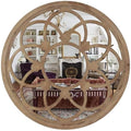 Rustic 30" Round Wall Mirror Wood Frame K813