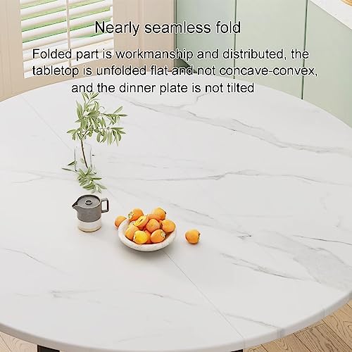 Round Folding Dining Table with Drop Leaf and 6 Wheels O800477