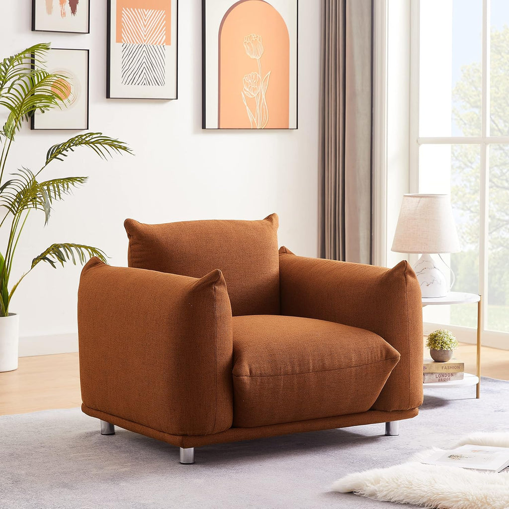 Rust Red Cotton Linen Accent Chair Z37463