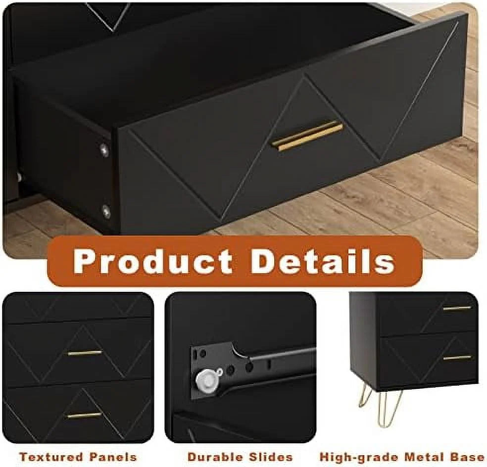 Black 6 Drawer Wood Dresser Y36221