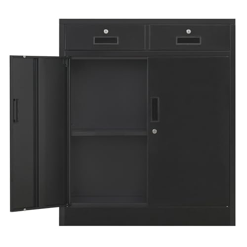 Black 36" Locking Steel Storage Cabinet with Adjustable Shelves D87682
