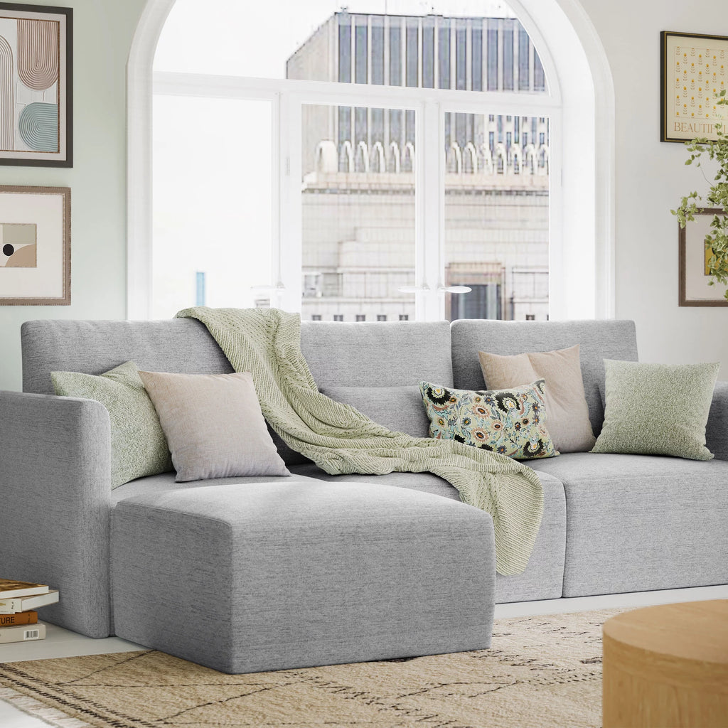 Gray Fabric Modular Sectional Sofa with Ottoman K258776