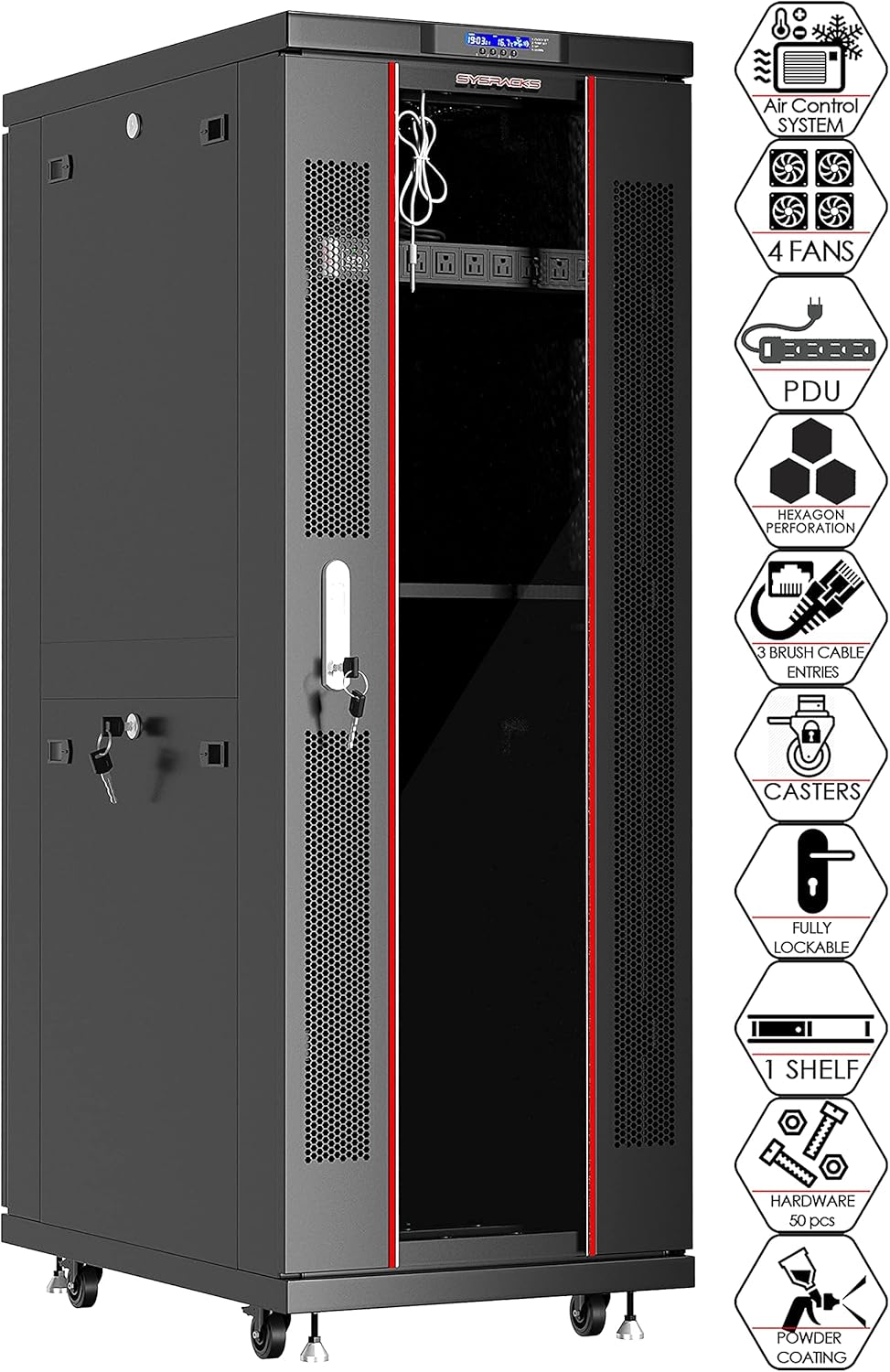 42U Server Rack 39 inch Deep Network Enclosure on Wheels B3348