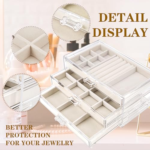 Grey Acrylic Jewelry Organizer with 5 Drawers J394998