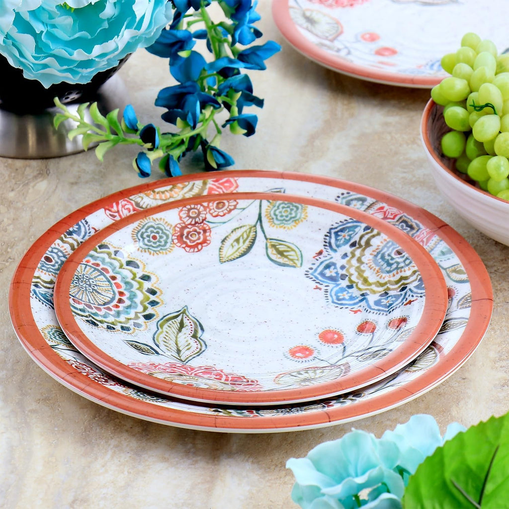 12 Piece Melamine Dinnerware Set, Multi Colored Y4653