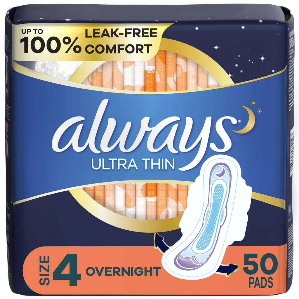 Ultra Thin Overnight Pads with Wings, Size 4, 36 Count B952139