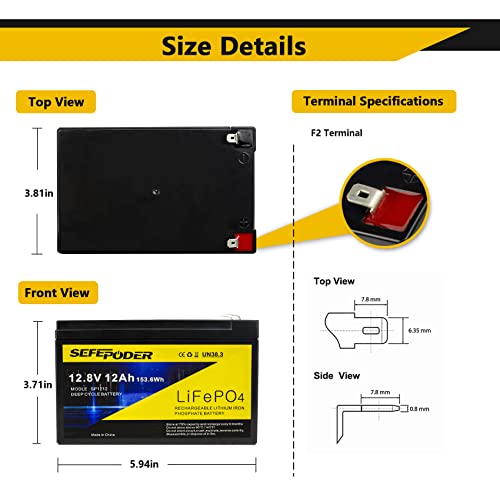 2 Pack 12V 15Ah LiFePO4 Deep Cycle Battery with Built-in 16A BMS G148556