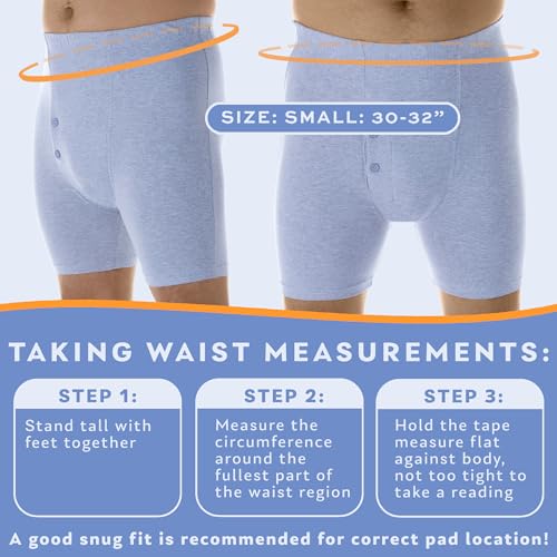 Men’s Incontinence Boxer Briefs, Regular Absorbency, Reusable & Washable Leak Proof Underwear, Pack of 6, Assorted, L, Waist 38-40 F6452