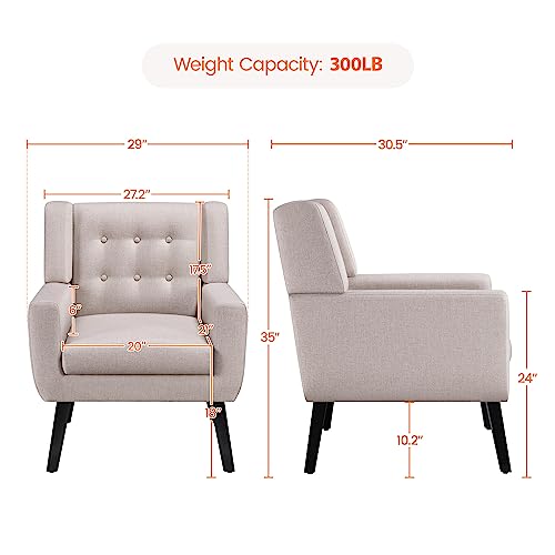 Beige Linen Fabric Accent Armchair S22587