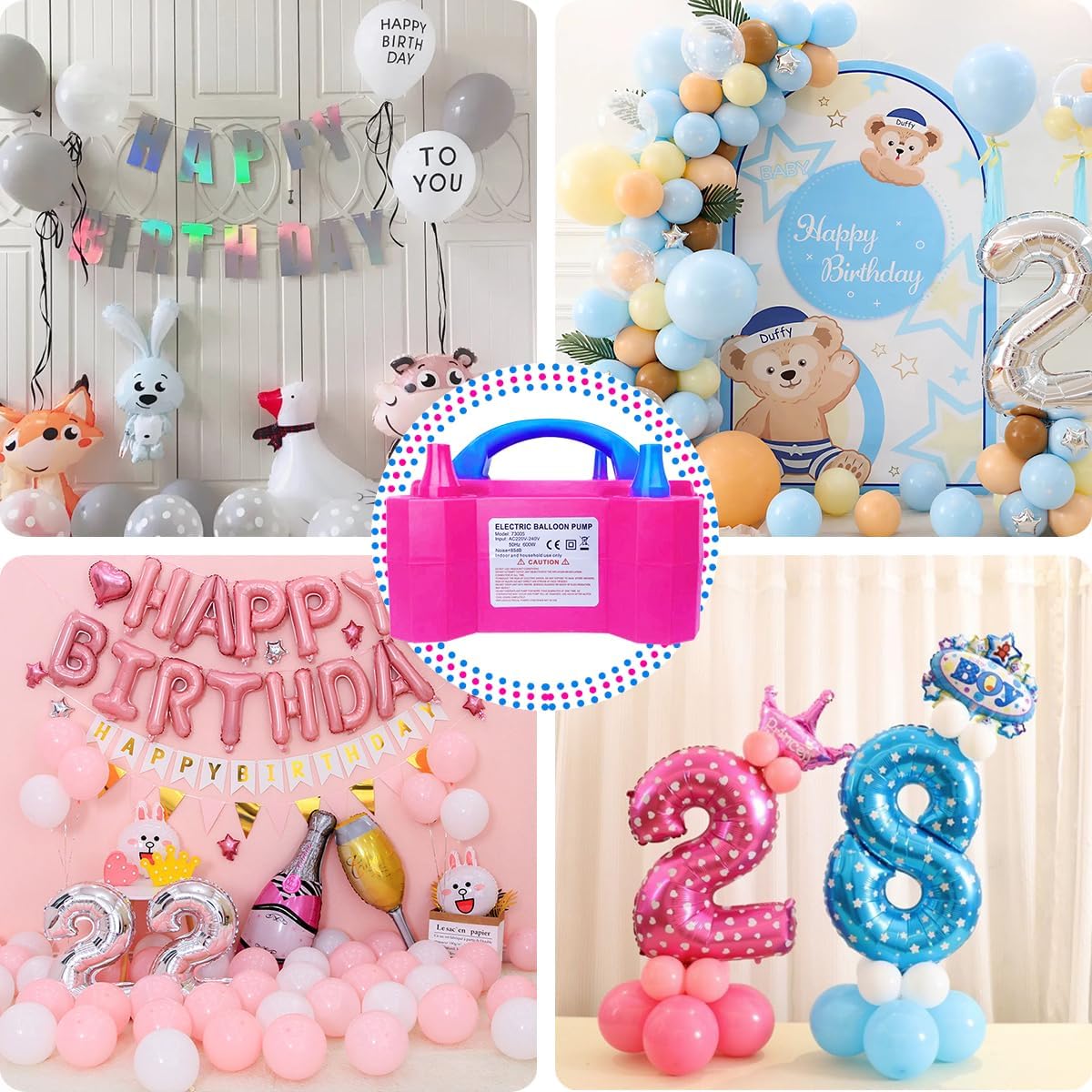 Portable 2 Modes Electric Balloon Pump with 14 Balloon Arch Kits G144339