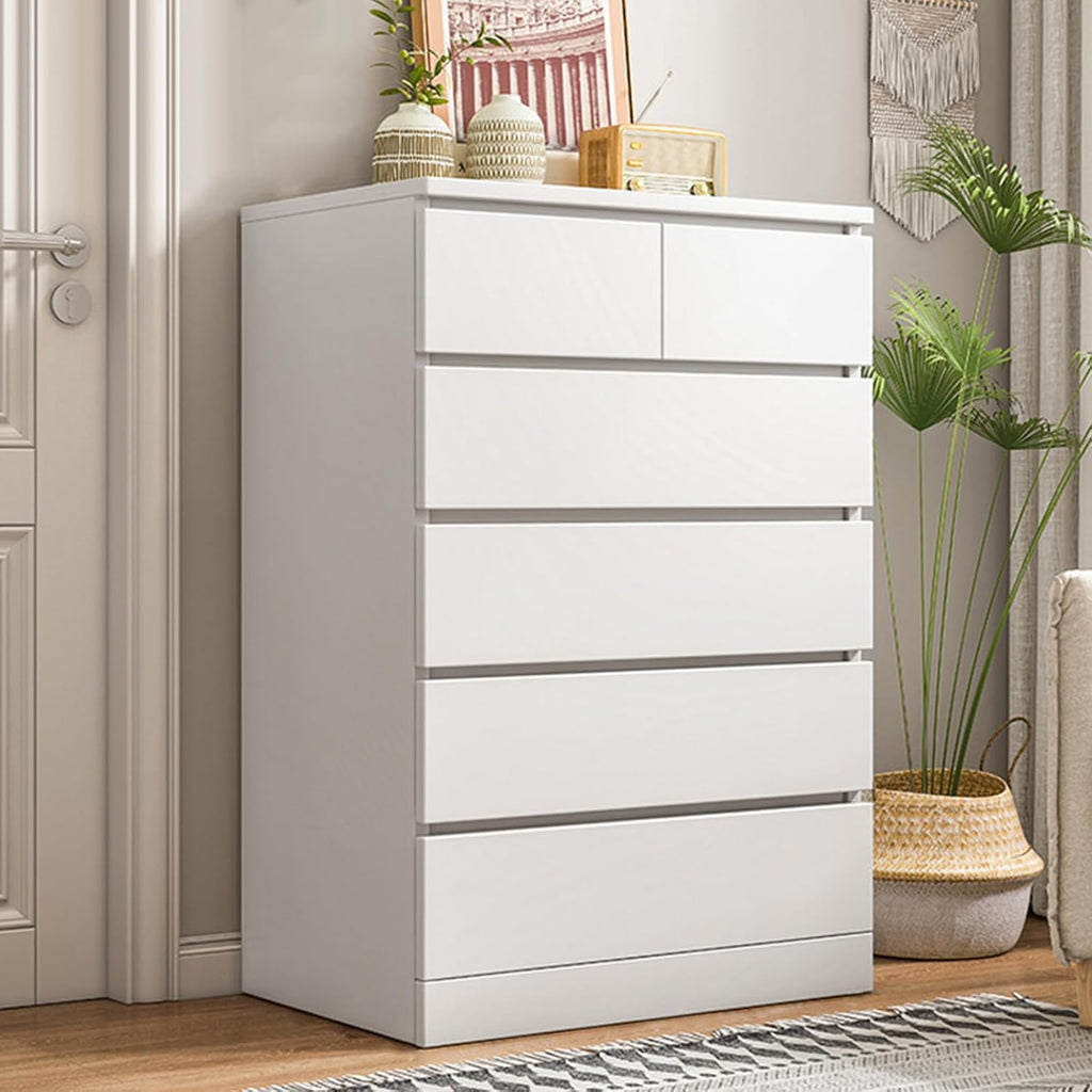 White 6 Drawer Tall Wood Dresser Z13496