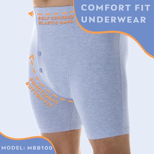 Men’s Incontinence Boxer Briefs, Regular Absorbency, Reusable & Washable Leak Proof Underwear, Pack of 6, Assorted, L, Waist 38-40 F6452