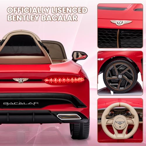 White Licensed Bentley Bacalar Kids Electric Car with Parent Remote Control V50014