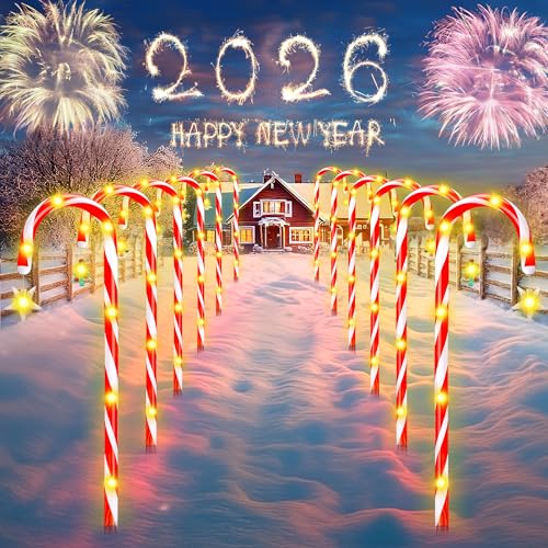 12-Piece Solar Candy Cane Pathway Lights S19078