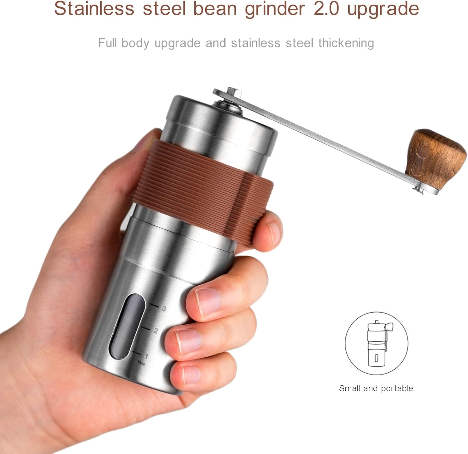 Portable Mini Stainless Steel Manual Coffee Grinder with Adjustable Settings K573