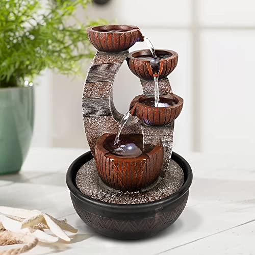 15.7" High 5-Tier Tabletop Water Fountain with LED Lights N547227