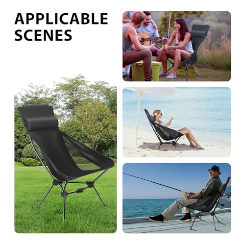Lightweight Foldable Camping Chair with Headrest and Storage Bag U290