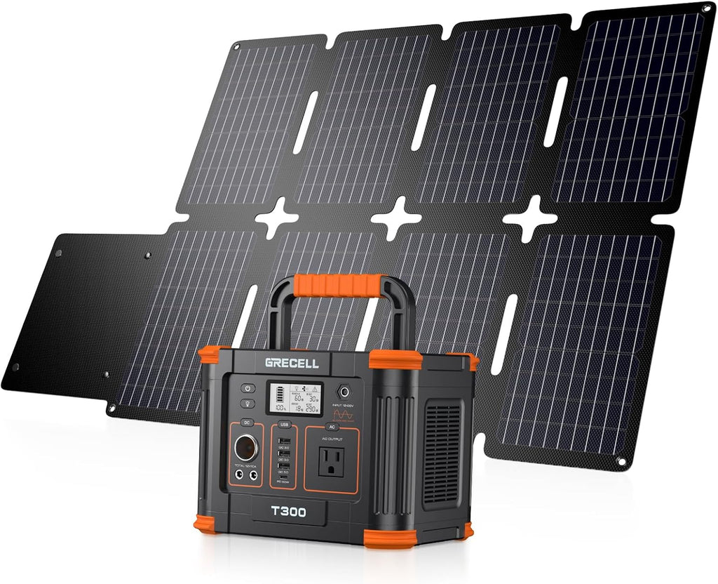 Portable Power Station 300W (Peak 600W) with 80W Foldable Solar Panel, 288Wh Solar Generator, 110V Pure Sine Wave AC Outlet Backup Lithium Battery U241