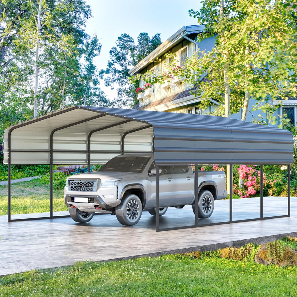 12 x 20 ft Carport with Galvanized Steel Roof R566369