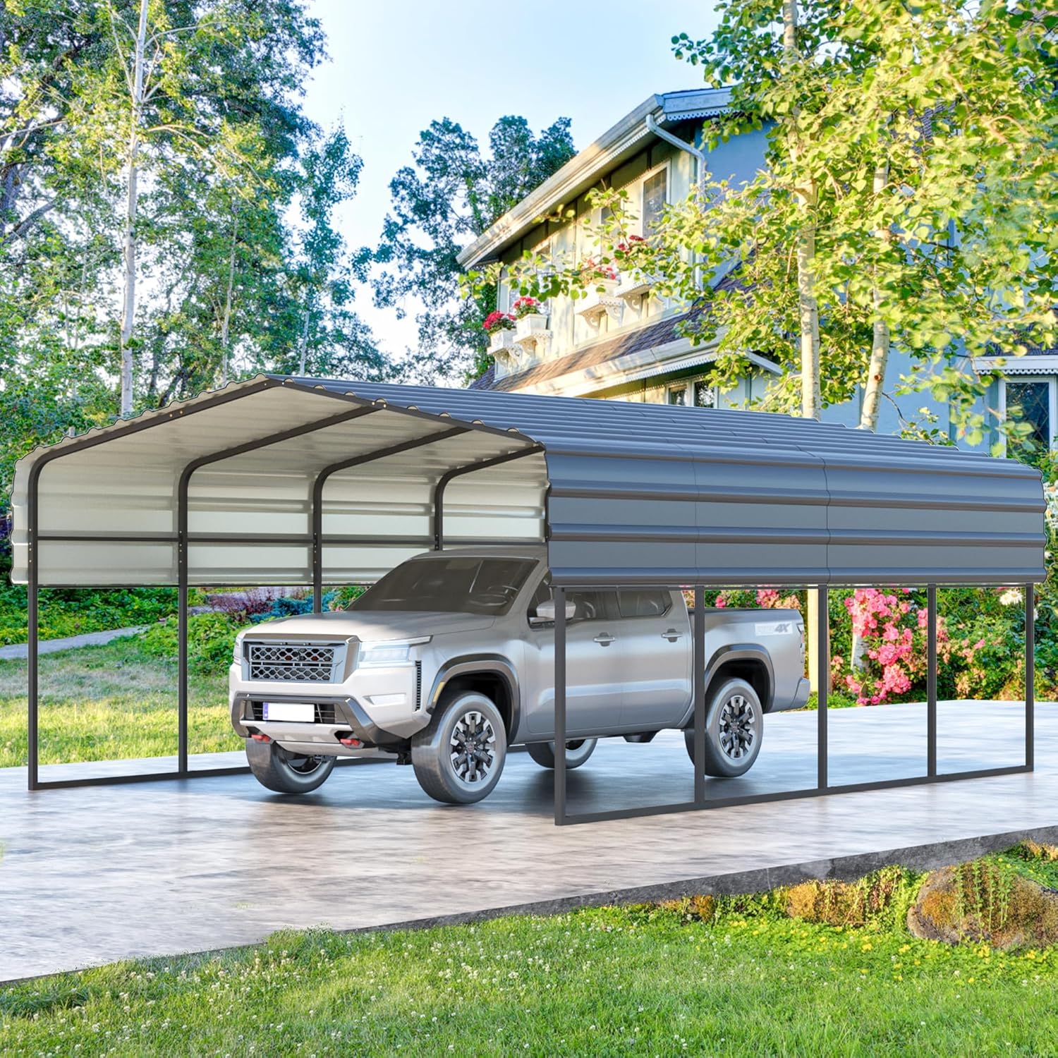 12 x 20 ft Carport with Galvanized Steel Roof R566369