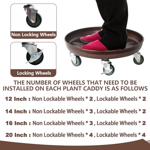 20" 2Pack Metal Plant Caddy with Wheels Lockable Casters G284