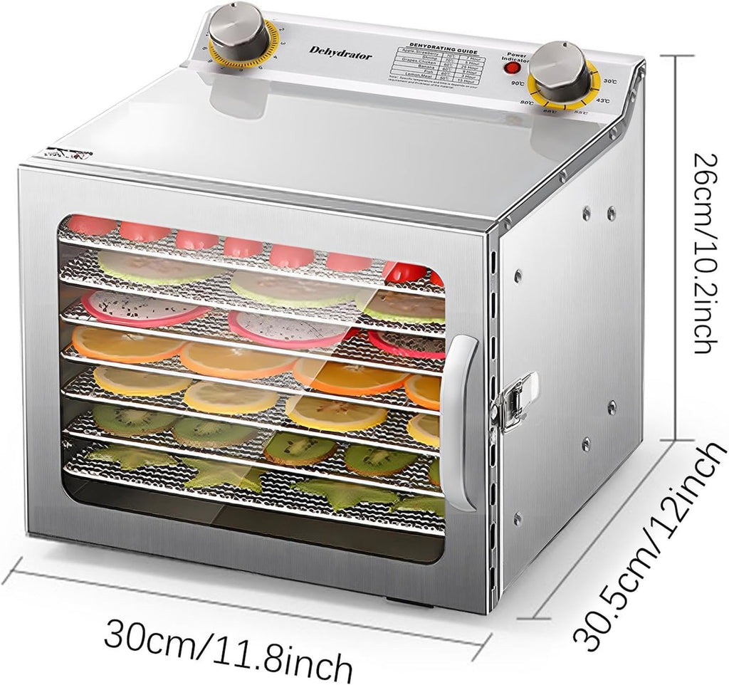 8 Stainless Steel Tray Food Dehydrator with Adjustable Temperature and Digital Timer R3553