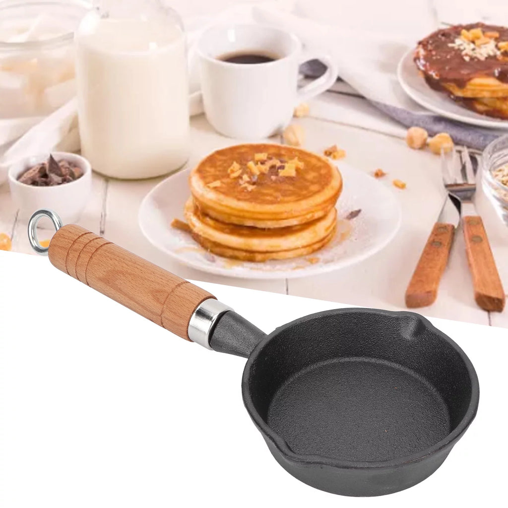10CM Cast Iron Pan with Wood Handle N800