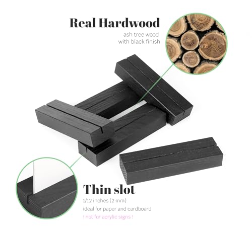10 Pack Black Wooden Place Card Holder V592655