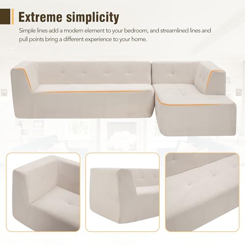 Modular Sectional Couch, Chenille Fabric L Shaped Sofa, 3 Seat Corner Sofa Couch X6026