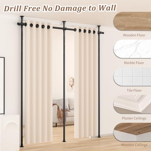 Adjustable Metal Tension Curtain Rod Room Divider O54550