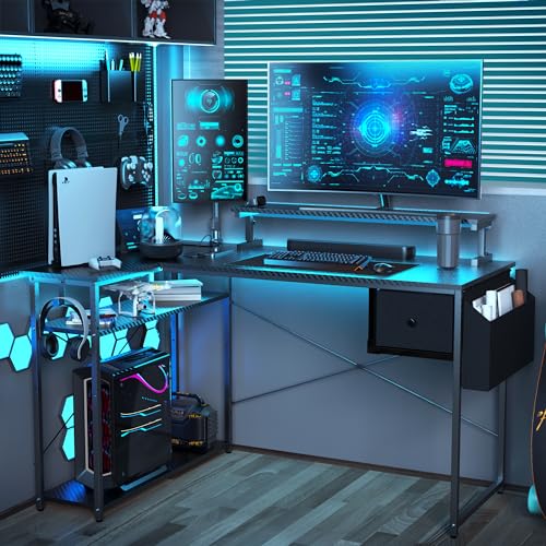 47 Inch L Shaped Gaming Desk with RGB Lights C627