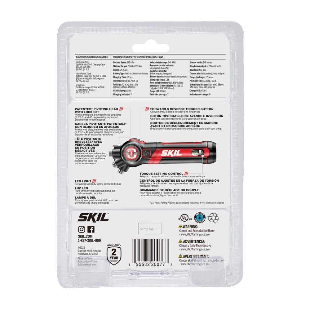 4V Cordless Rechargeable Screwdriver with Bit Set R1296
