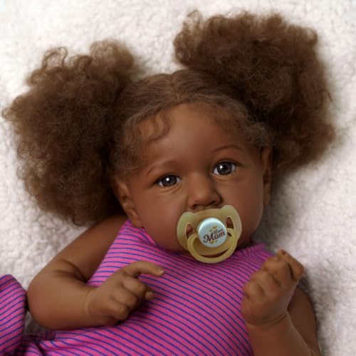 22 Inch Lifelike Soft Body Realistic African American Baby Dolls with Feeding Kit Z4620