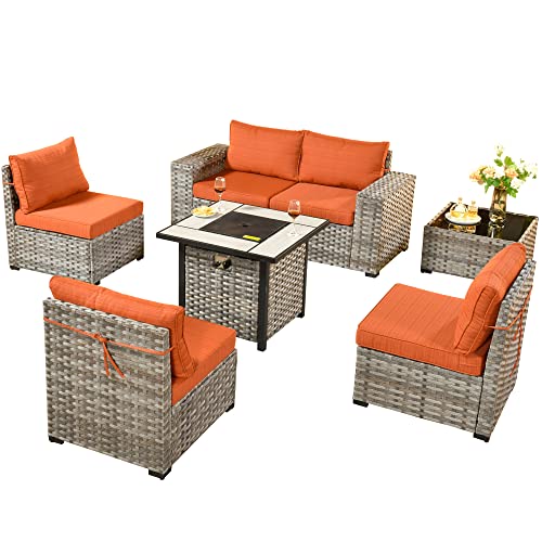 Black 6 Pcs Patio Furniture Set with Coffee Table H542