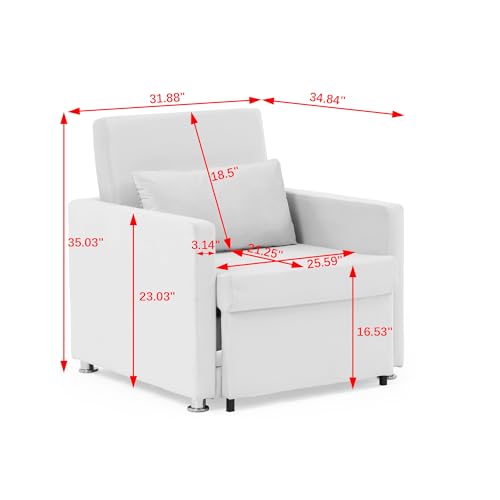 Beige Convertible Sleeper Chair with Ottoman D385