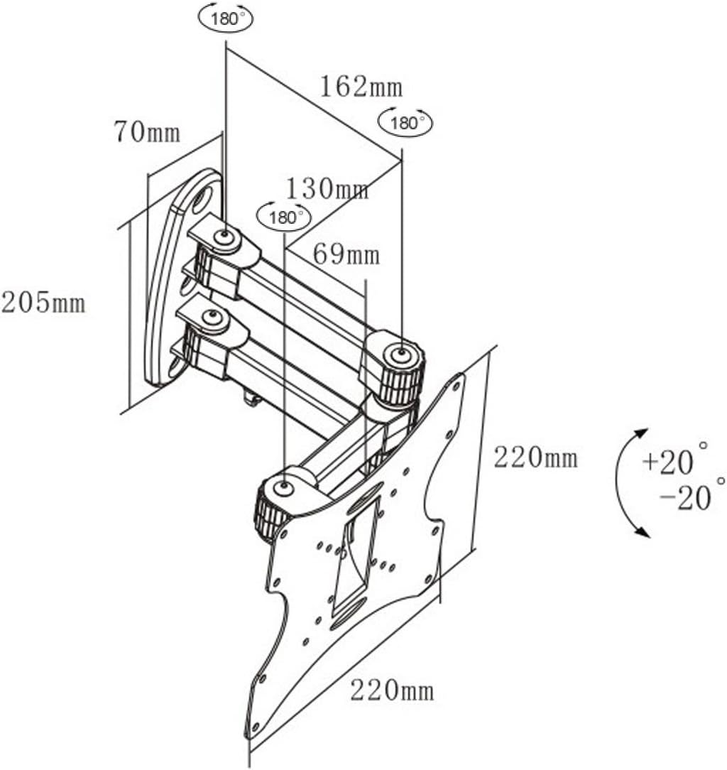 Black Full-Motion Articulating Wall Mount Bracket for 32 inch LCD TV U8415
