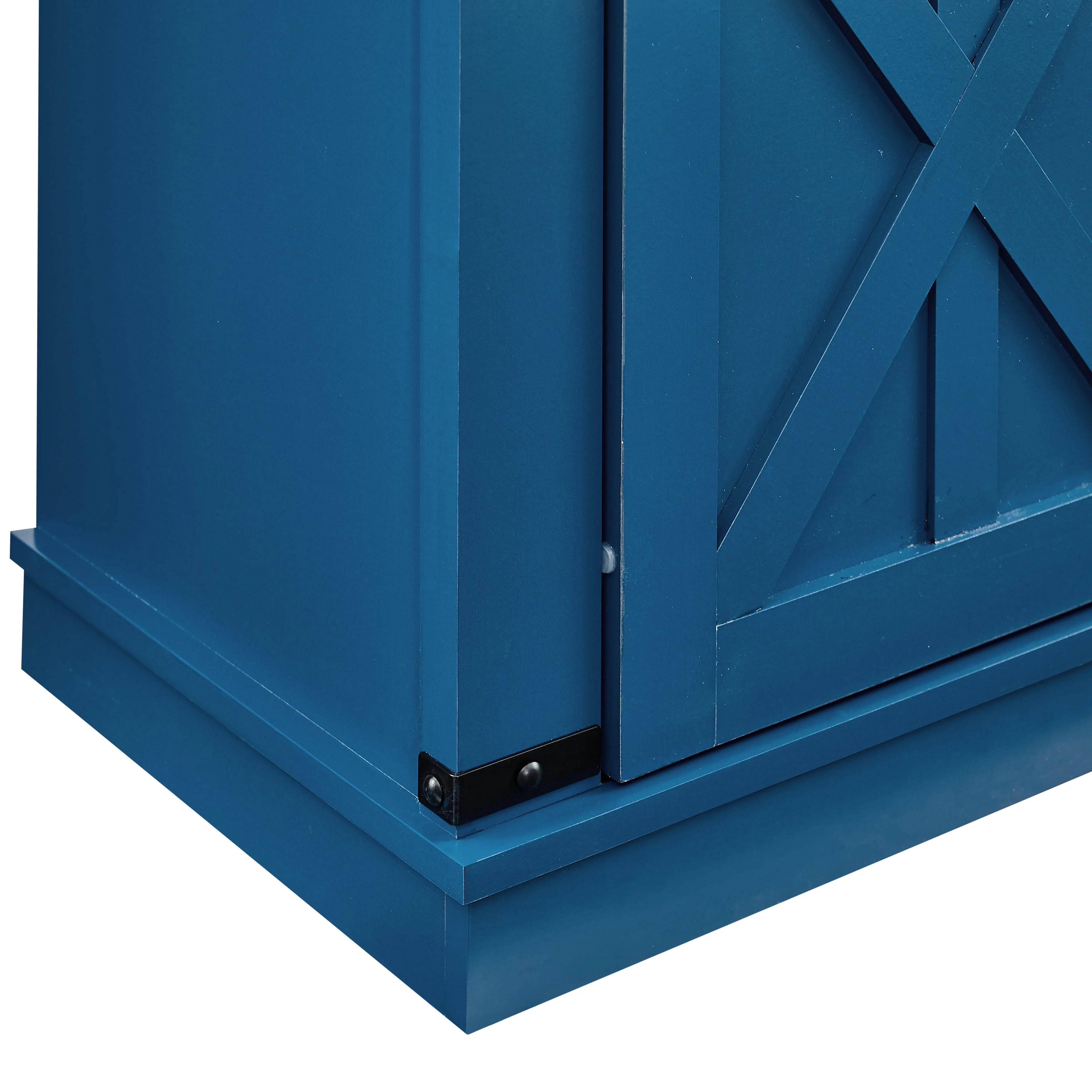 Navy Blue Wood Buffet Cabinet with Barn Door H847241