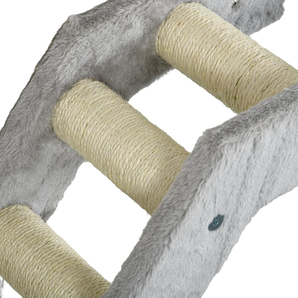 Gray 5PCs Cat Wall Shelves with Soft Plush Sisal U317688