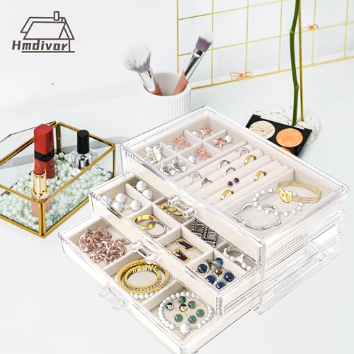 Grey Acrylic Jewelry Organizer with 5 Drawers J394998