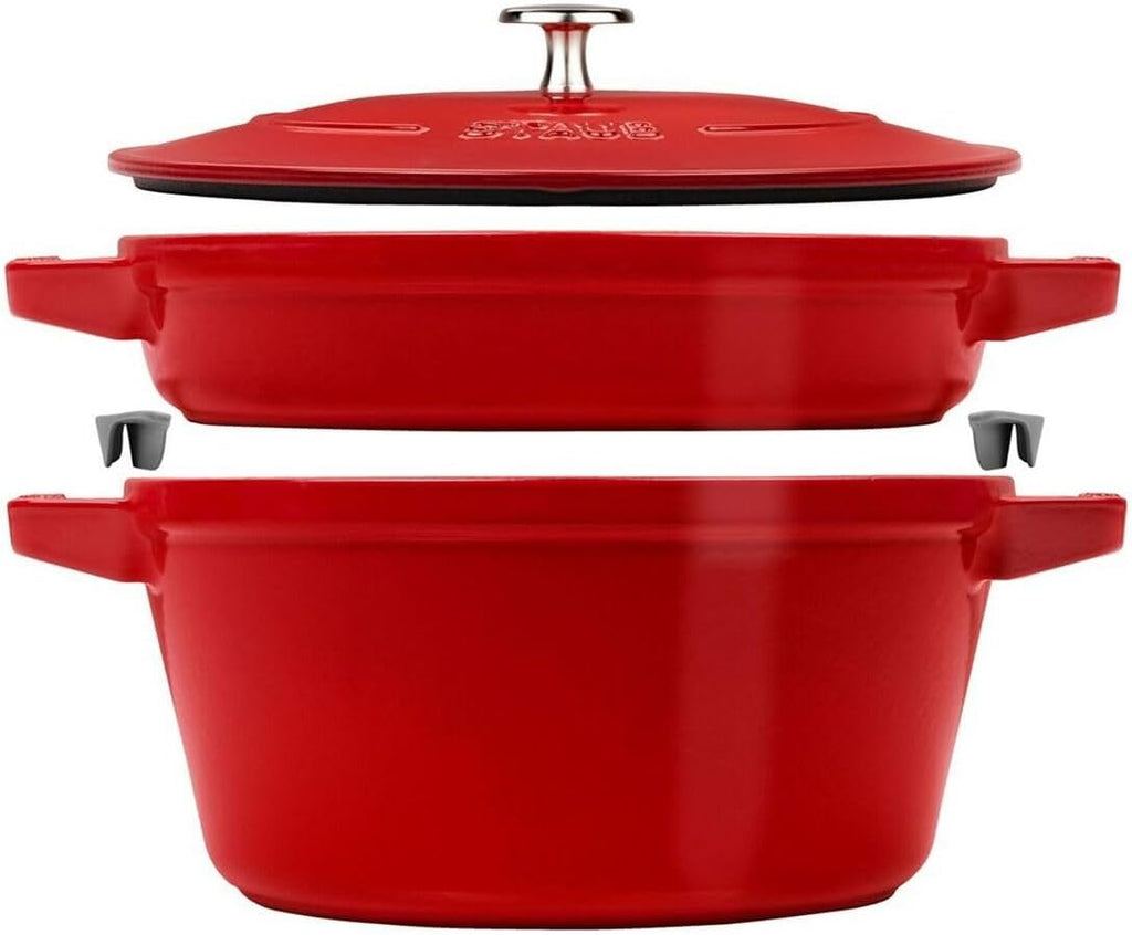 2 Pieces Round Cast Iron Cooking Pot Set H55395