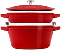 2 Pieces Round Cast Iron Cooking Pot Set H55395