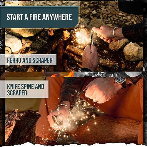 Fixed Blade Hunting Knife with Sheath, Fire Starter, G10 Scraper & Paracord V15098