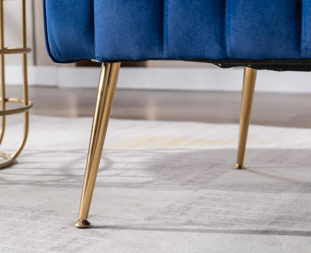 Navy Velvet Accent Chair with Metal Legs E66741