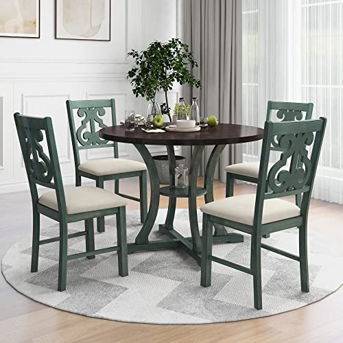 6-Piece Dining Set with Rectangular Table and 4 Fabric Upholstered Chairs and Bench J48915