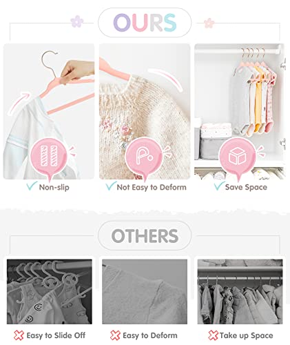 11 Inch Pink Velvet Kids Hangers with 6 Pcs Size Dividers Non Slip - 30 Pack P9028