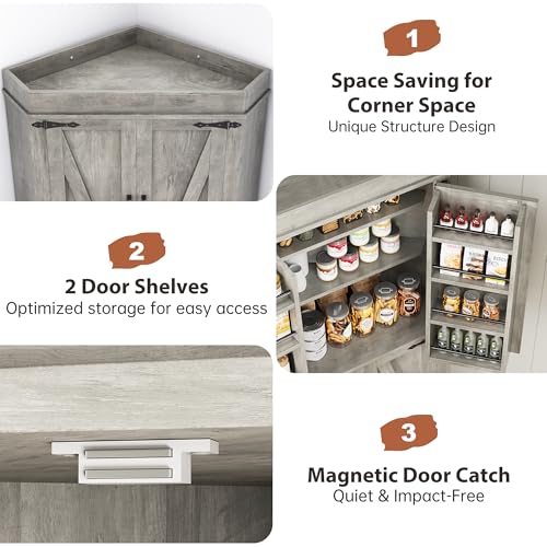 Grey 4 Door Tall Kitchen Pantry Cabinet T860