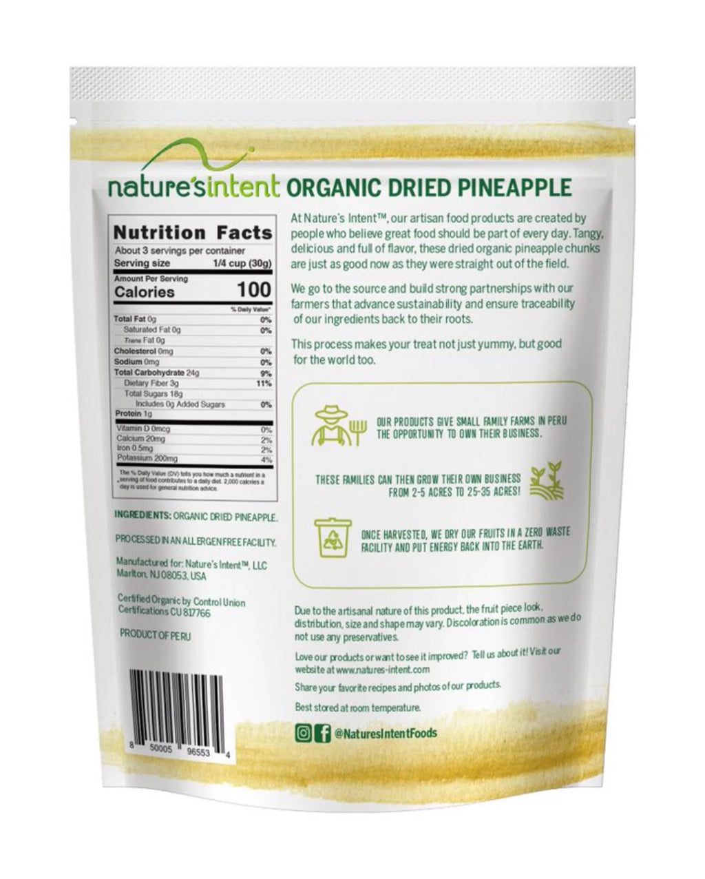 Organic Dried Pineapple, 3.5 oz, 1-Pack L171