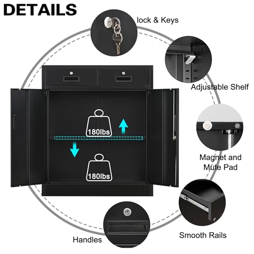 Black 36" Locking Steel Storage Cabinet with Adjustable Shelves D87682
