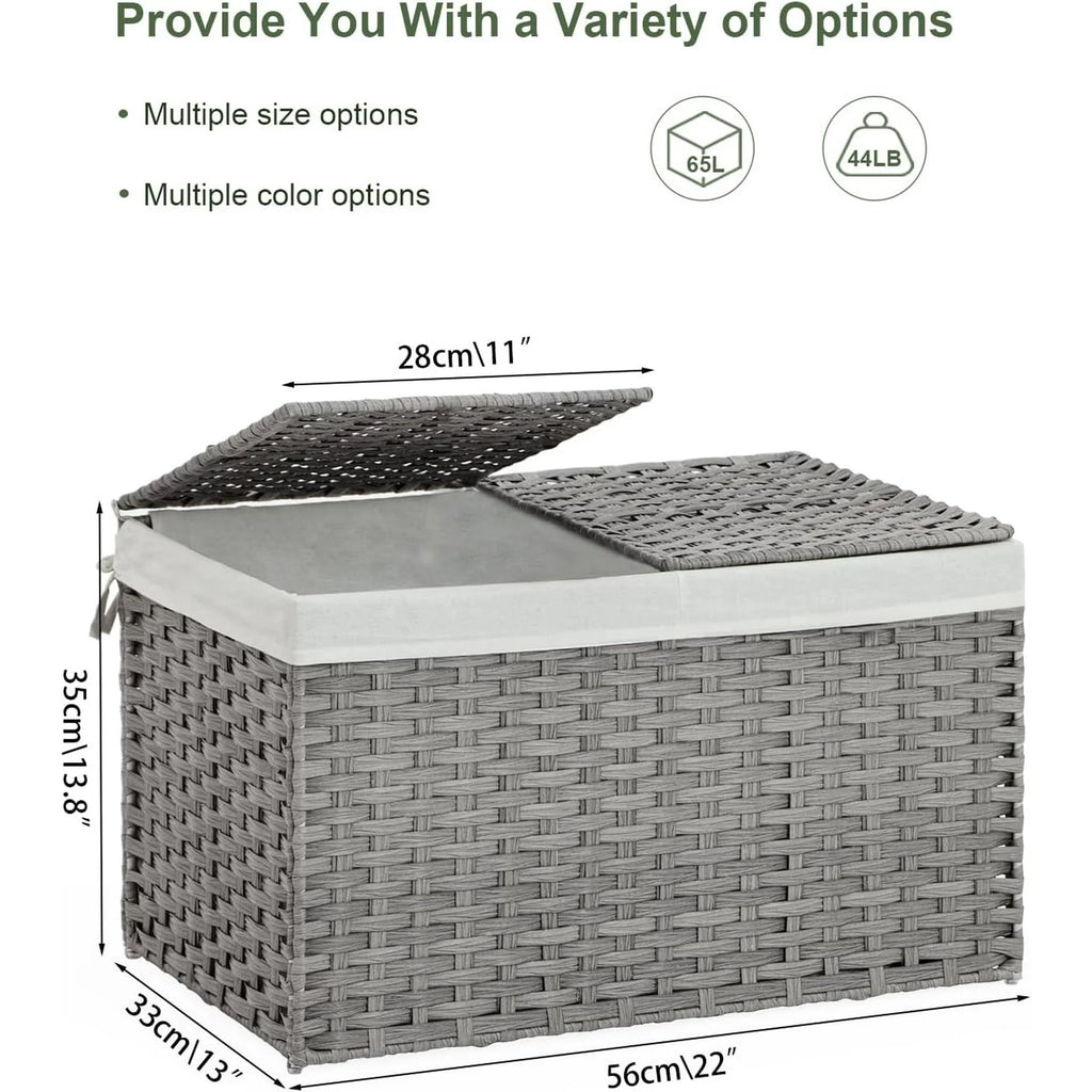Gray 17.2 Gallon Rattan Storage Basket with Lid B21886